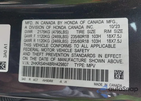 2024 Honda Cr-V Ex Awd from USA, damaged, VIN 2HKRS4H48RH429807